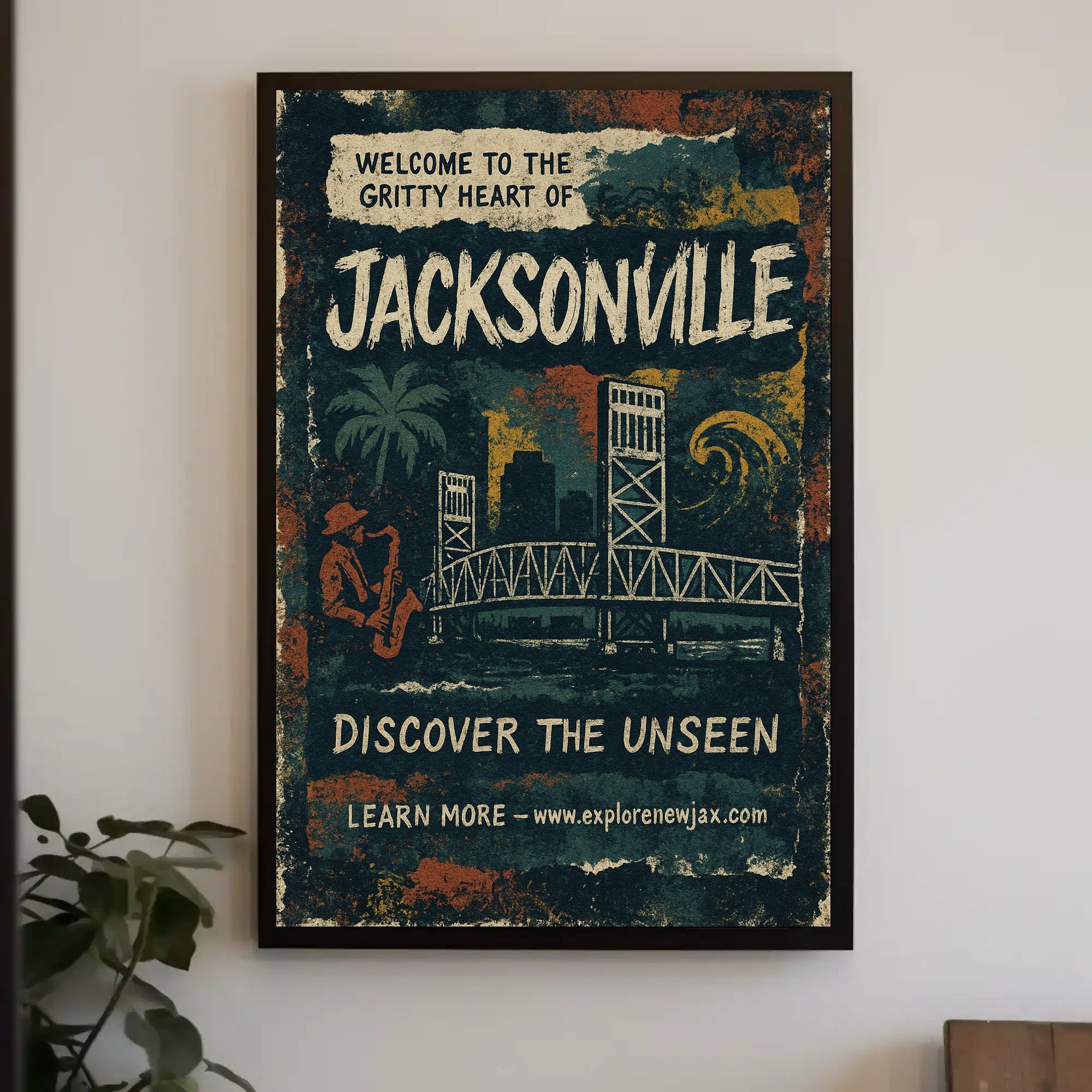 Welcome to Jacksonville Urban Cityscape Poster PosterGoat