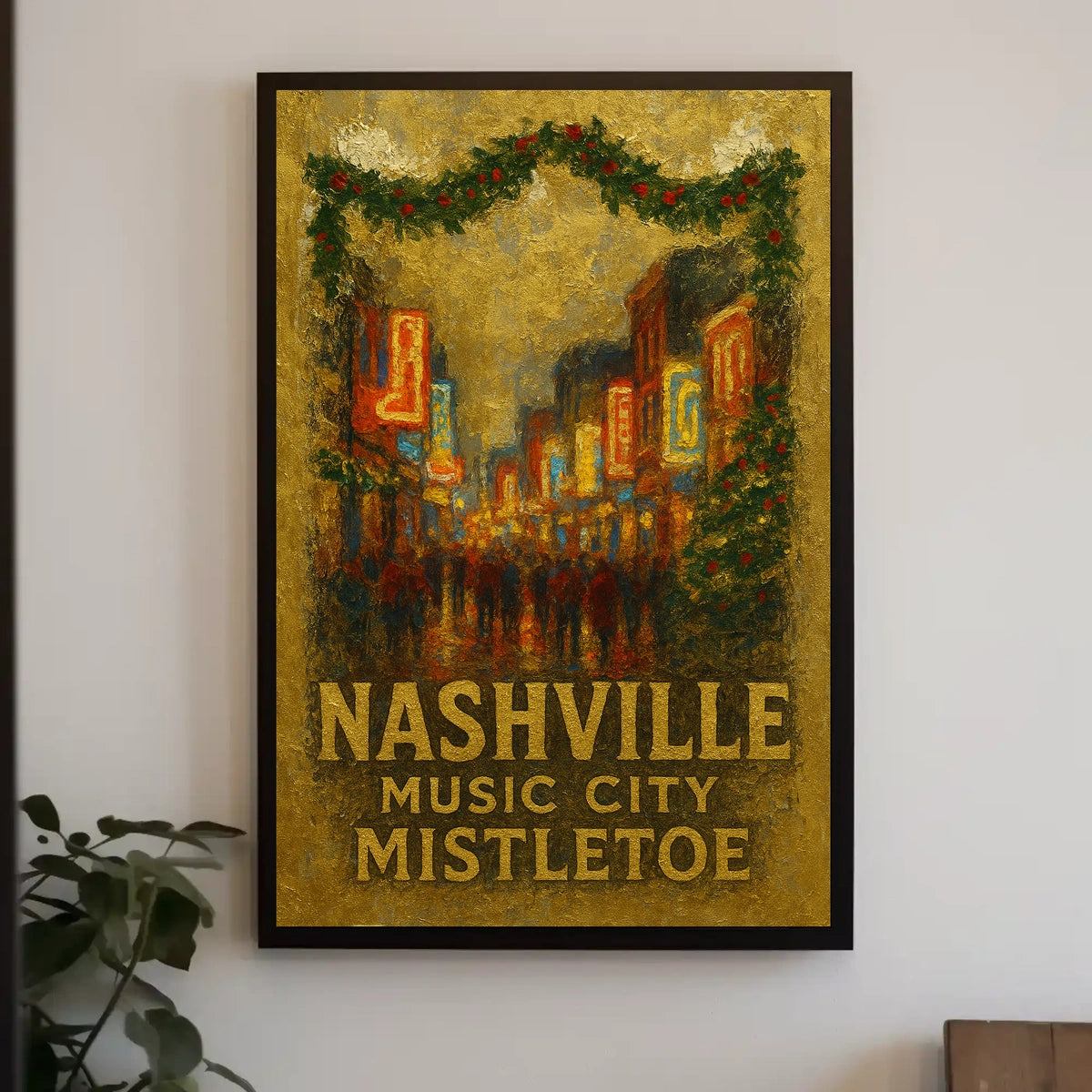 Nashville Music City Mistletoe Poster