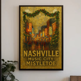 Nashville Music City Mistletoe Poster
