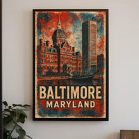 Baltimore Cityscape Vintage Wanderlust Poster