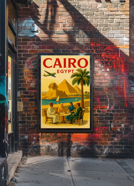 Cairo Egypt Pyramids Sphinx Vintage Culture Travel Poster