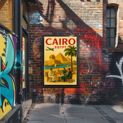 Cairo Egypt Pyramids Sphinx Vintage Culture Travel Poster