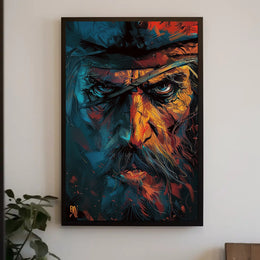 Rugged Cowboy Western Art Poster: Intense Portrait PosterGoat