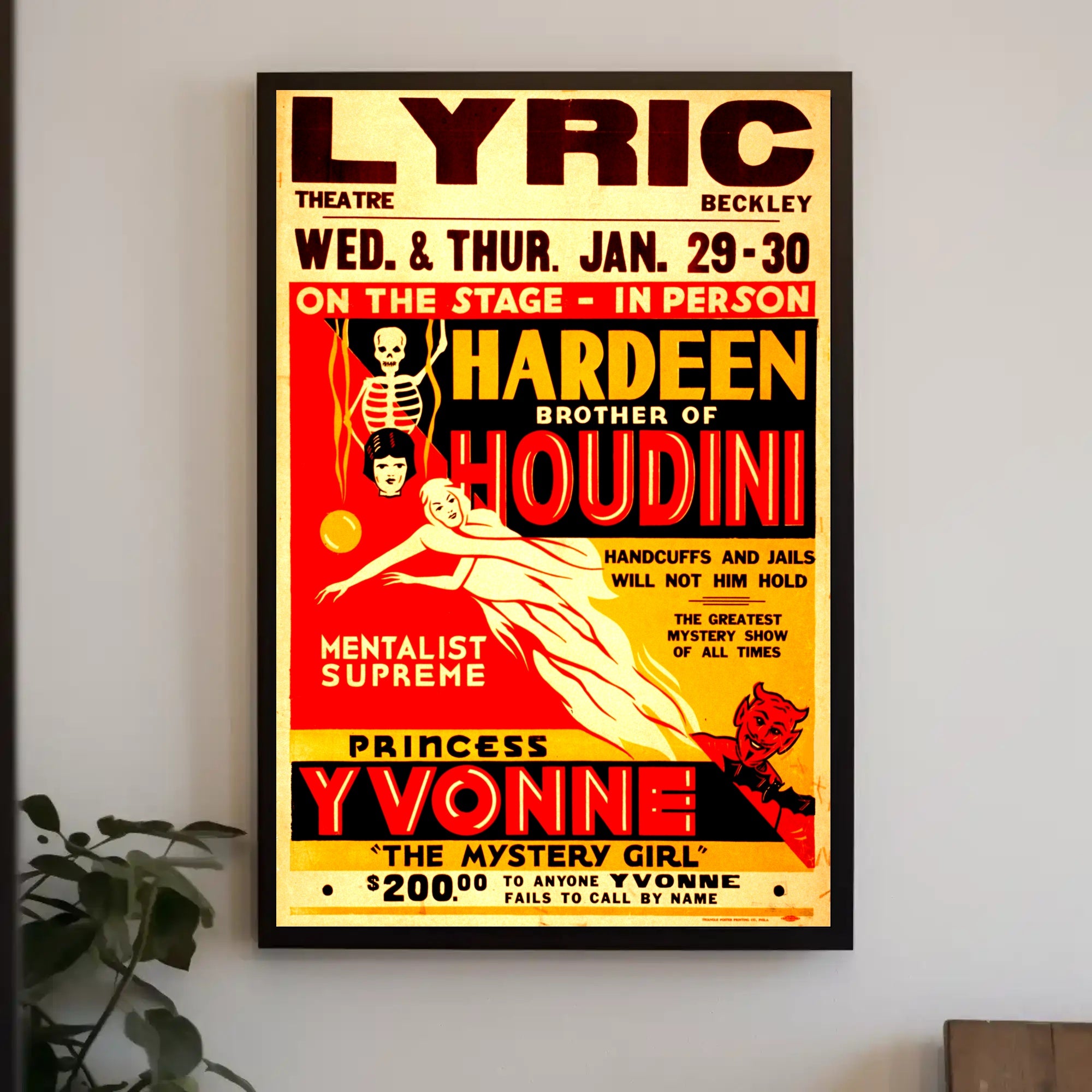Houdini's Hardeen Vintage Magic Show Poster - Cultural Heritage Poster