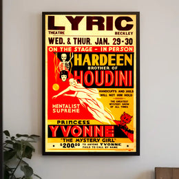 Houdini's Hardeen Vintage Magic Show Poster - Cultural Heritage Poster