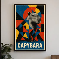Capybara Art Poster with Geometric Design - Animal Poster