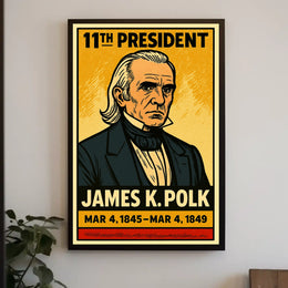 James K. Polk 11th President of the United States Inked Comic Style Poster