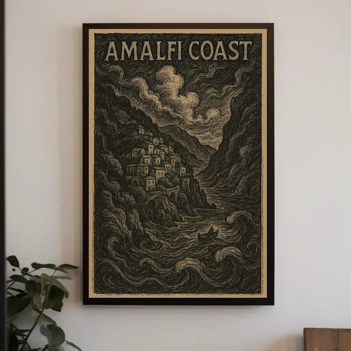 Amalfi Coast Poster Wall Art 18x24 Coastal Seascape Decor