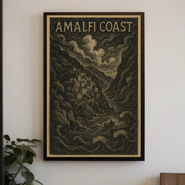 Amalfi Coast Poster Wall Art 18x24 Coastal Seascape Decor