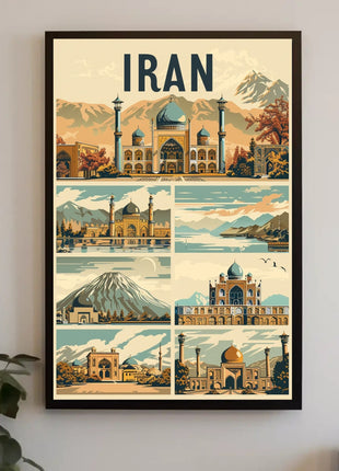 Iranian Landmarks Vintage Travel Poster