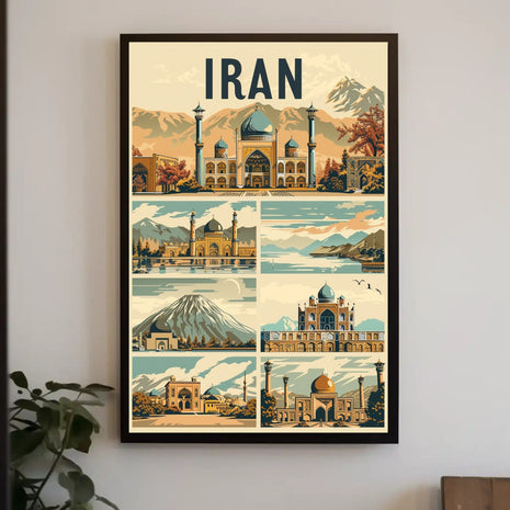 Iranian Landmarks Vintage Travel Poster