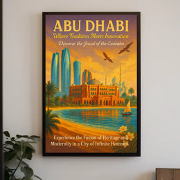 Abu Dhabi Elegance Vintage Travel Poster Fusion