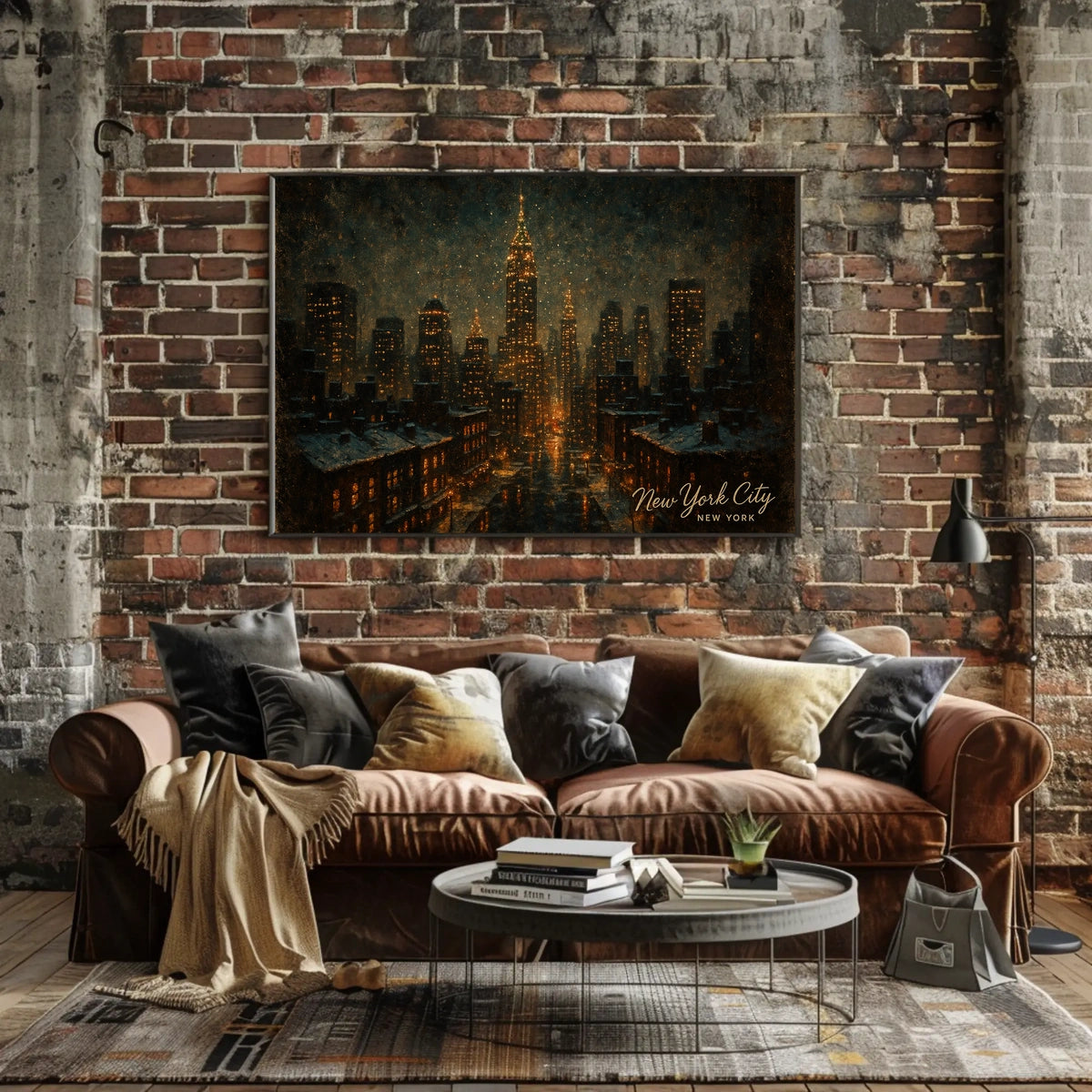 New York City Skyline at Night Poster