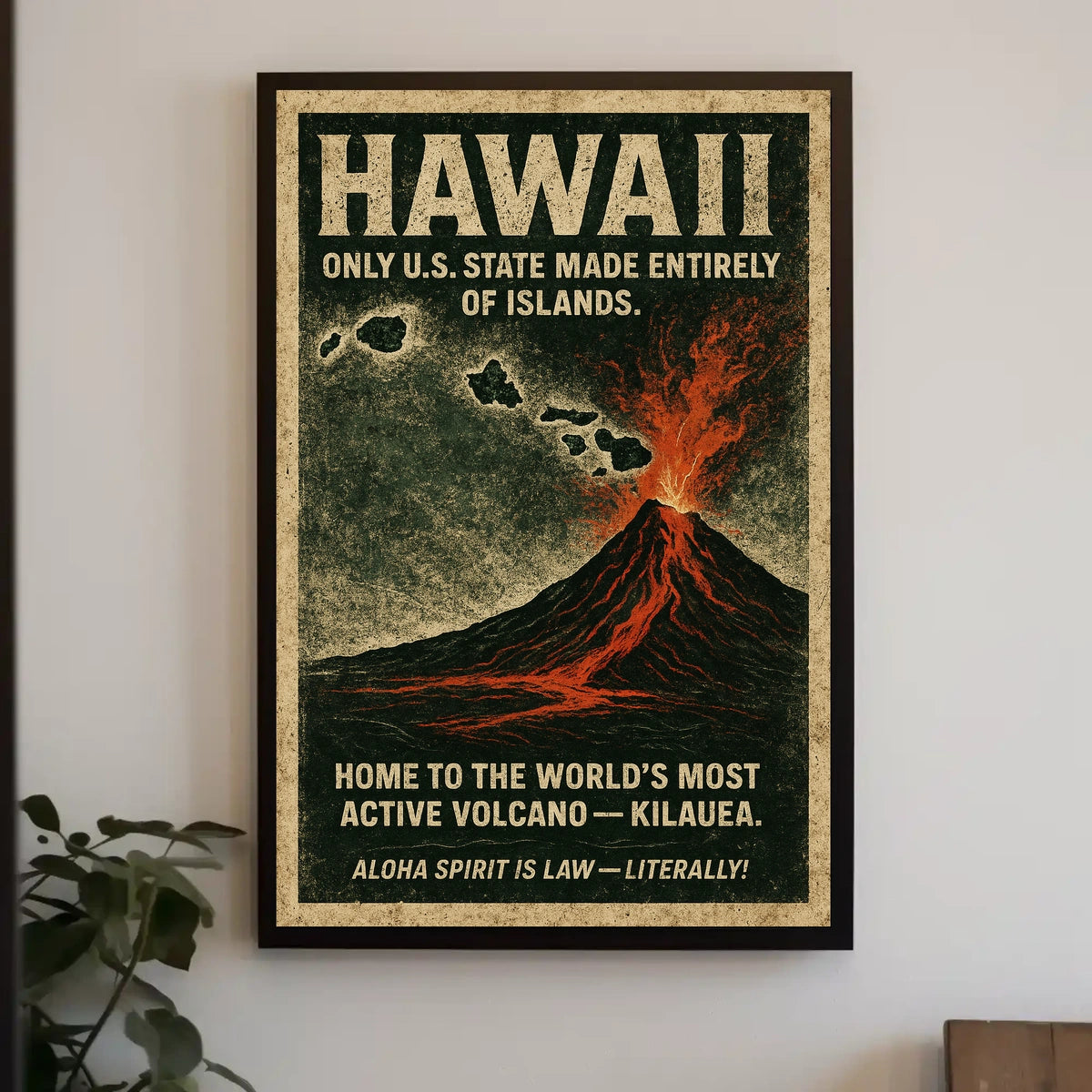 Hawaii Volcano Vintage Adventure Poster Art Print