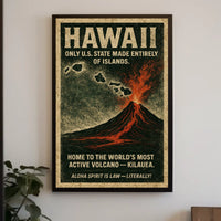 Hawaii Volcano Vintage Adventure Poster Art Print