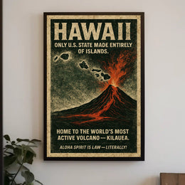 Hawaii Volcano Vintage Adventure Poster Art Print