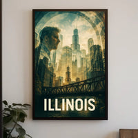 Illinois Skyline Reflection Poster