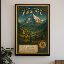 Travel to Jungfrau: Vintage Swiss Alps Travel Poster