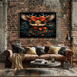 Festive Reindeer Illustration Poster