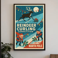 Reindeer Curling Competition Poster