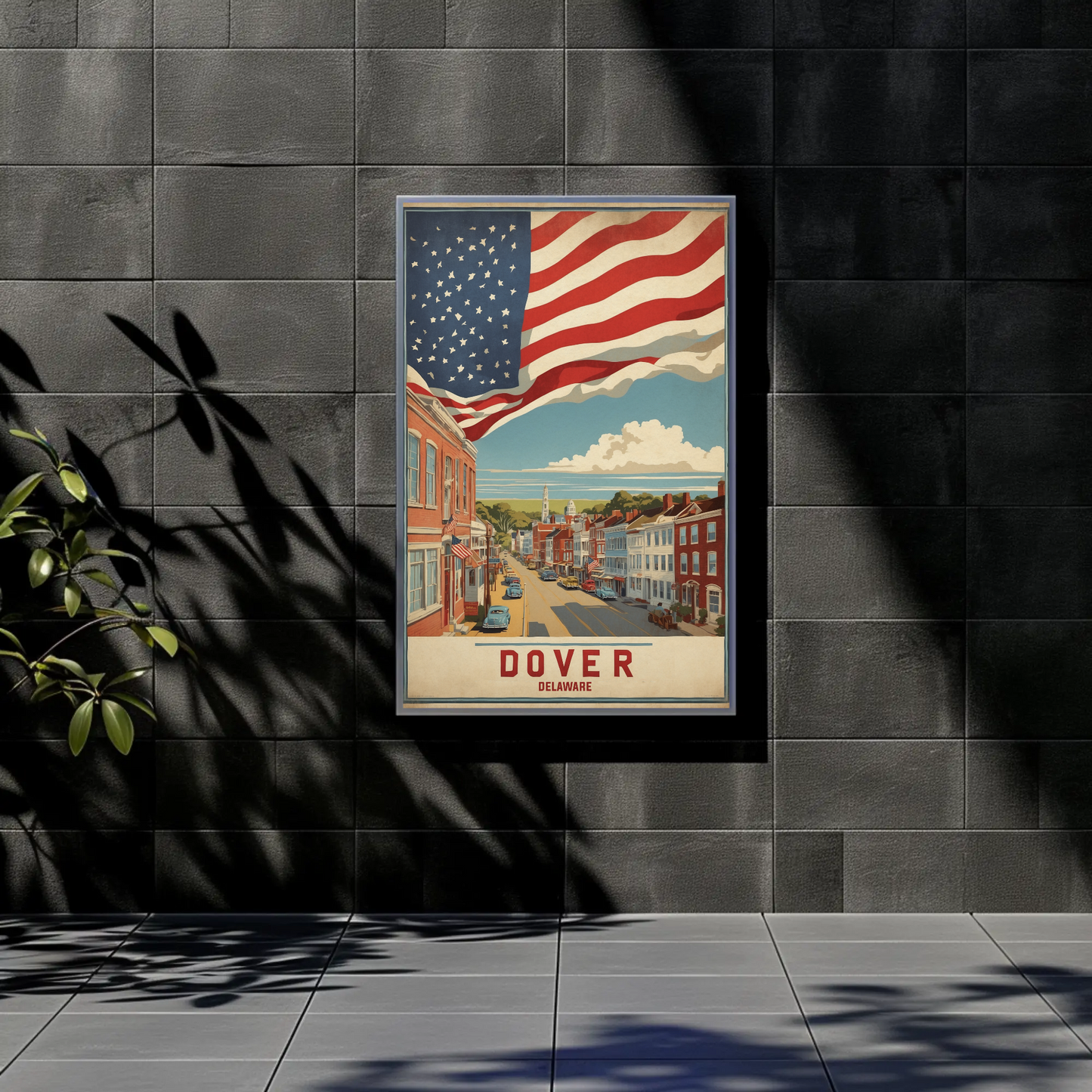Dover Delaware Americana Main Street Vintage Travel Poster