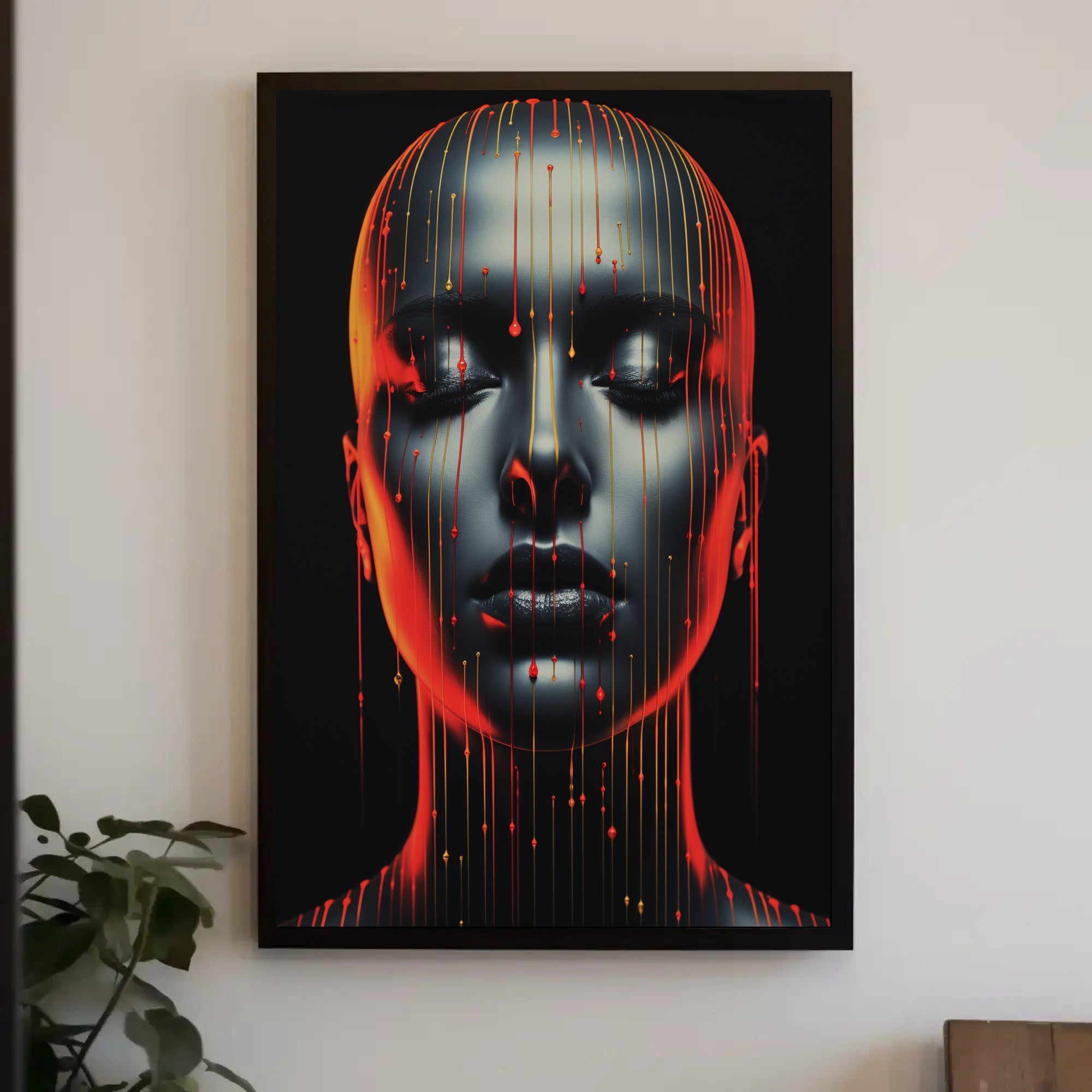 Dripping Colors A Futuristic Portrait Poster