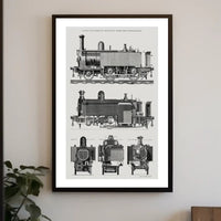Vintage Locomotive Blueprint Poster PosterGoat