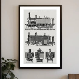 Vintage Locomotive Blueprint Poster PosterGoat