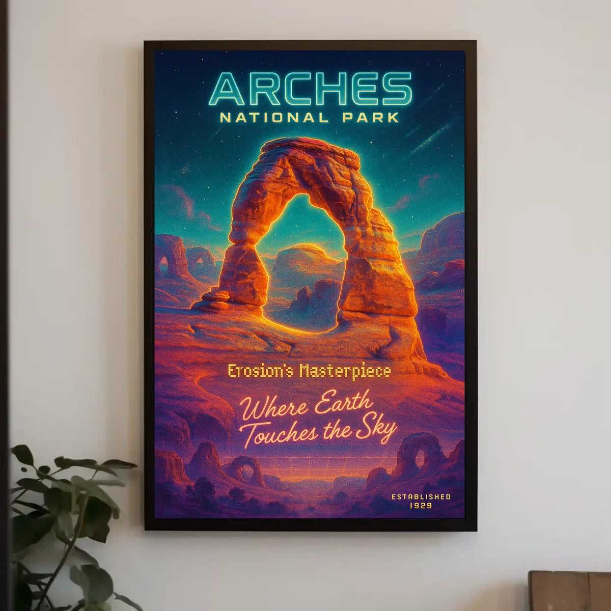 Arches National Park Starry Night Vintage Travel Poster