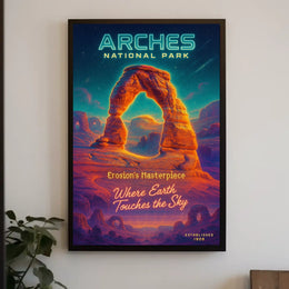 Arches National Park Starry Night Vintage Travel Poster