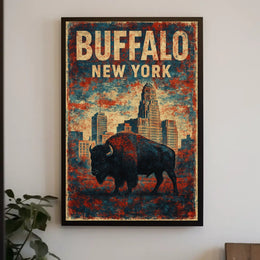 Buffalo Skyline Wanderlust Wall Art Poster