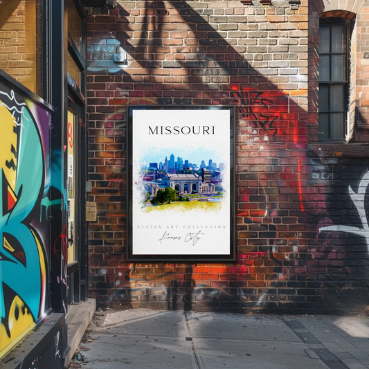 Kansas City Missouri Skyline Watercolor Poster Poster