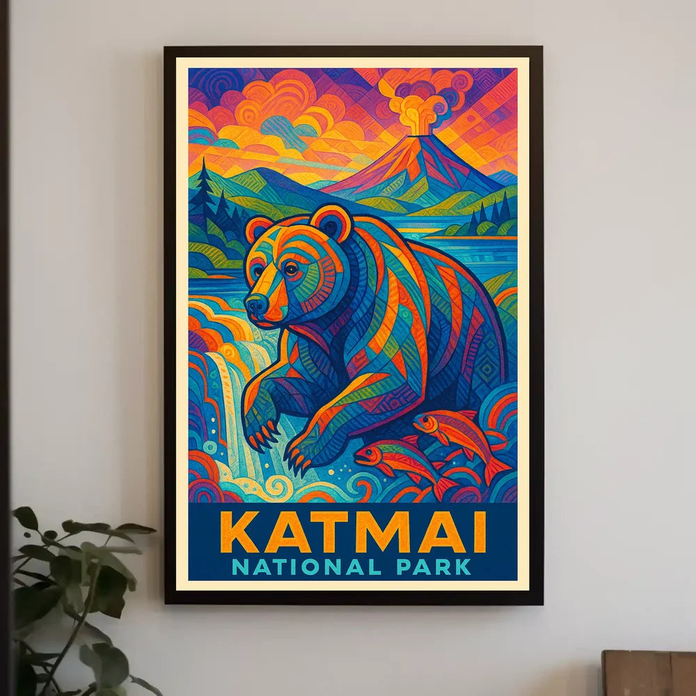 Artistic Katmai Bear: Katmai National Park Travel Poster