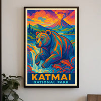 Artistic Katmai Bear: Katmai National Park Travel Poster