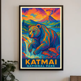 Artistic Katmai Bear: Katmai National Park Travel Poster