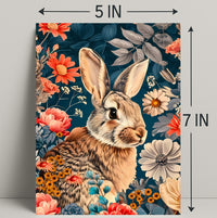 Whimsical Rabbit & Floral Harmony Animal Poster