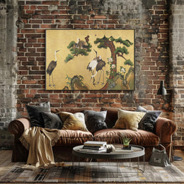 Cranes in Serenity: Traditional Asian Art Cultural Poster