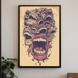 Surreal Abstract Mouths Vintage Art Poster Print PosterGoat