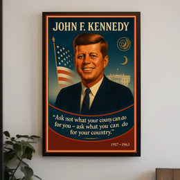 John F. Kennedy Inspirational Patriotic Vintage Poster