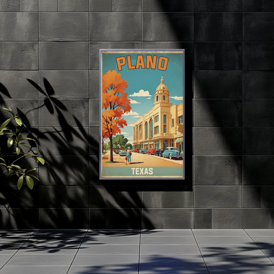 Plano Texas Vintage Travel Poster Artwork