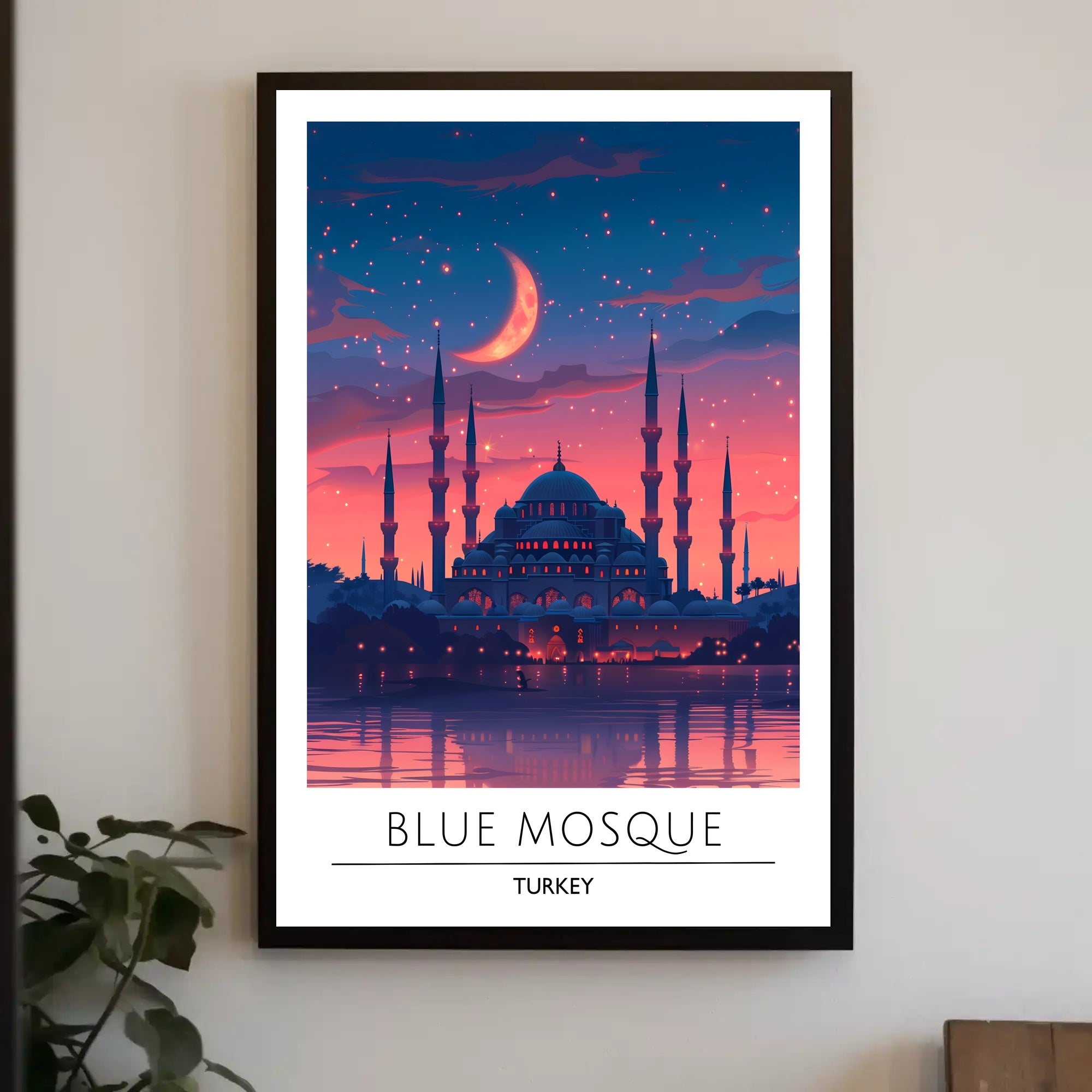Blue Mosque Twilight Silhouette Cultural or Heritage Poster