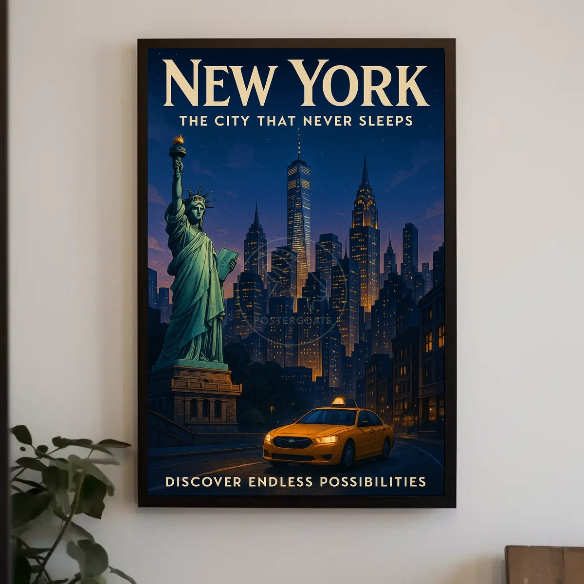 New York City Skyline with Statue of Liberty Urban Poster