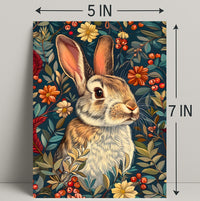 Enchanted Rabbit with Vibrant Flowers Animal Poster