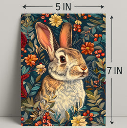 Enchanted Rabbit with Vibrant Flowers Animal Poster