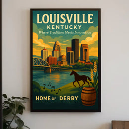Louisville Derby Iconic Skyline Heritage Travel Souvenir Culture Wall Art Timeless Poster