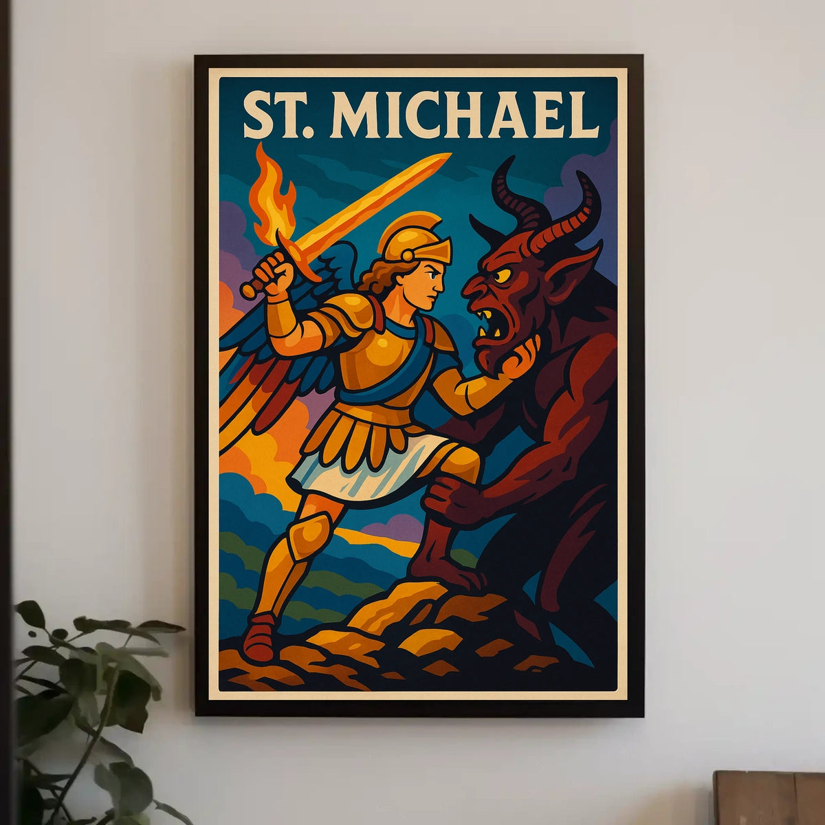 Saint Michael Archangel Wall Art Poster For Catholic Decor Sacred Guardian Artwork