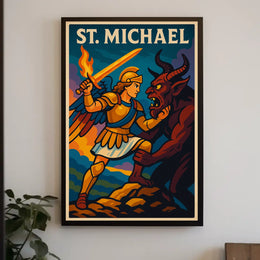 Saint Michael Archangel Wall Art Poster For Catholic Decor Sacred Guardian Artwork