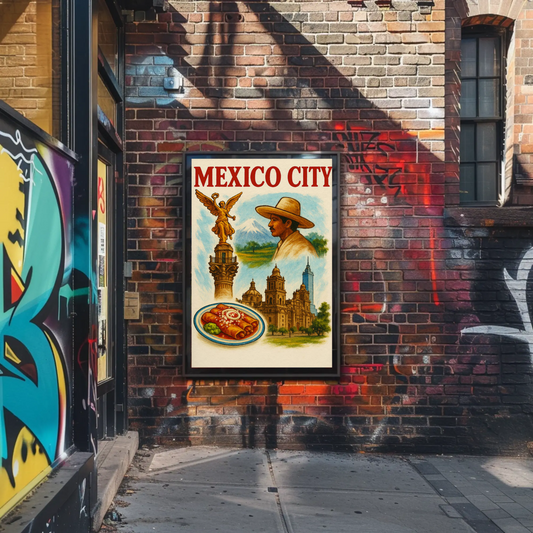 Mexico City Landmarks Man Enchiladas Cathedral Poster