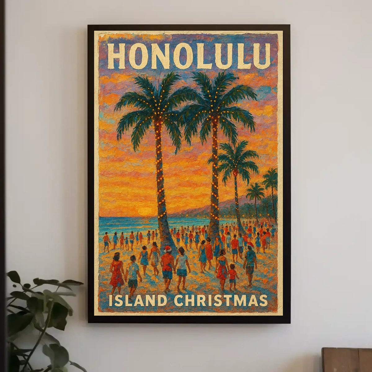 Honolulu Island Christmas Poster