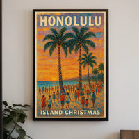 Honolulu Island Christmas Poster